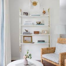 brass kitchen wall shelving unit design