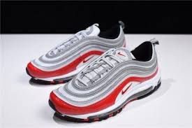 2018 Men And Wmns Nike Air Max 97 Og Pure Platinum University Red White Shoes Nike Air Max 97 Nike Air Max Air Max 97
