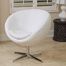 Vintage white leather tufted swivel lounge chair at1stsight. Noble House Daniel Leather Egg Chair In White Walmart Com Walmart Com
