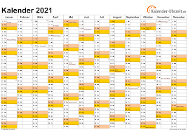 Hälfte mit kalenderwochen und feiertagen. Kalender 2021 Zum Ausdrucken Kostenlos