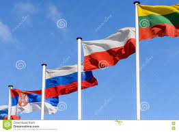 Согласно закону, принятому 31.01.1980, он имеет форму прямоугольника. Flag Rossii Polshi I Litvy Na Predposylke Sk Stokovoe Foto Izobrazhenie Naschityvayushej Evropa Simvolichesko 70656270