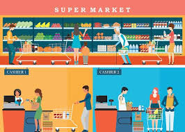 Royalty free stock clip art and vector graphics. People In Supermarket Grocery Store Clipart Image