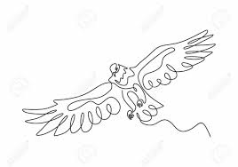 Sketch Birds Flying In The Sky Drawing Continuous One Line Drawing Of Eagle Or Hawk Bird Vector Illustration Minimalism Birds Flying On The Sky Concept Of Freed In 2020 Eagle Drawing Line Drawing Drawings