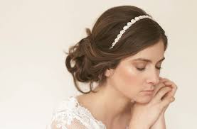Simple Wedding Updo With Rhinestone Headband Updo With Headband Simple Wedding Updo Wedding Hair Headband