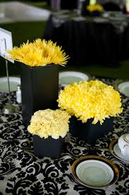 Black And White Table Decorations For Birthday Party Black And Yellow Black Party Decorations Yellow Birthday Parties Yellow Party Decorations