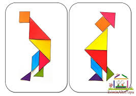 Tangram Tas Kemik Plastik Veya Tahtadan Yapilmis Olan Geometrik Bicimlerdeki Yedi Adet Parcayi Bir Araya Getirerek Cesitli Form Okul Oncesi Okul Faaliyetler