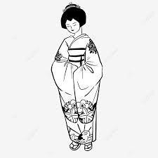The shapes are simple, yet true to their origin. Japanese Kimono Women Clipart Black And White Line Drawing And Wind Decoration Japan Png Transparent Clipart Image And Psd File For Free Download