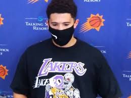 More than 119 lakers shirt at pleasant prices up to 12 usd fast and free worldwide shipping! Devin Booker Rocking Los Angeles Lakers Shirt After 4th Win In The Bubble Fadeaway World