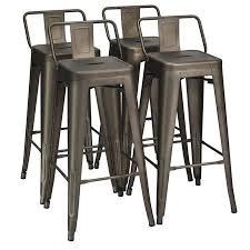 Costway Set Of 4 Metal Bar Stools 30 Bar Height Barstools Industrial W Low Back Gunblack Walmart Com In 2020 Metal Bar Stools Bar Stools Metal Counter Stools