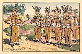 Oorlog, puinen, monumenten, loopgraven, materiaal, soldaten, humor Militair Humor Hij Is Vandaag Jarig Luit Cartoon Illustrator H Rotgans Hc25630 House Of Cards