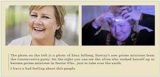 « ça ne leur coûte donc rien, pas un seul emploi ». Erna Solberg Vs Raxacoricofallapatorian Lol P Norways Prime Minister Doctor Who Bad Feeling Hilarious