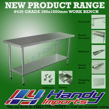 This stainless steel commercial 30 x 12 equipment filler table with a 4 high backsplash and undershelf is designed to help you maximize the space in your kitchen. 1000 X 390mm Stainless Steel 430 Narrow Work Bench Kitchen Food Prep Slim Table Ebay