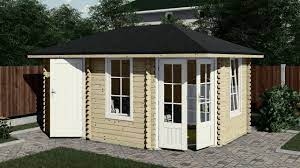 Carports mit abstellraum einzel und doppel. Gartenhaus Holz Blockhaus Holzhaus Mit Anbau Gerateschuppen 28mm 4 5x3m Schuppen Ebay