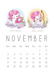 Free Printable 2019 Zodiac Sign Kawaii Unicorn Calendar The Cottage Market Kawaii Unicorn Zodiac Calendar Zodiac Signs