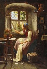 Johann Georg Meyer Von Bremen Madchen Am Fenster Erwartung Painting Art Painting Classic Art
