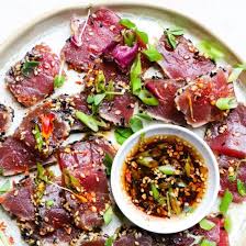 Hello Easy Ps Appetizer Ahi Tuna Tataki Make It A Meal With Some Greens And Rice You Re Golden In 2020 Raw Tuna Recipe The Best Tuna Recipe Sashimi Recipe
