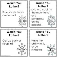 To be able to get away to either locations would be awesome. Would You Rather Winter Edition Partner Quiz Cooperative Learning Activity