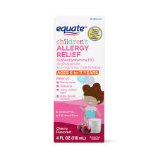 Equate Childrens Allergy Relief Diphenhydramine Hcl 12 5 Mg 5 Ml Oral Solution Antihistamine Cherry Flavor 4 Fl Oz Walmart Com