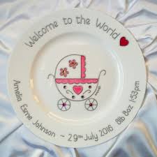 Baby S Girl S Personalised Baptism Plate Etsy Plates Baby Plates Painted Plates