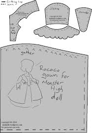 Monster High Goes Marie Antoinette Free Doll Dress Pattern Monster High Doll Clothes Doll Dress Patterns Monster High Clothes