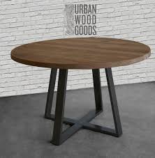 Round Farmhouse Table Dining Table In Reclaimed Wood And Steel Etsy Round Wood Table Round Farmhouse Table Round Dining Table