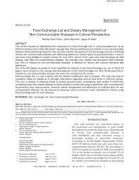 Pdf Food Exchange List And Dietary Management Of Non Communicable Diseases In Cultural Perspective