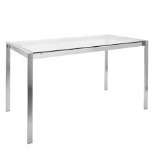 This stainless steel work table is great for hotels, packaging, warehouses, mail rooms, casual dining, or work centers. Fuji Contemporary Dining Table In Stainless Steel With Clear Glass Top Sam S Club