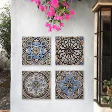 Garden Decor With Mandala Design Outdoor Wall Art Ceramic Etsy Outdoor Wall Art Outdoor Wall Decor Tile Wall Art