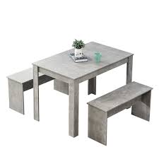 The kitchen must be kept free of any litter or items that were extraneous. Huisen Furniture Wooden Dining Table And 2 Benches Grey For Kitchen 3 Piece Small Dinette Table And Chairs Set With 4 People Small Apartment Buy Online In Canada At Canada Desertcart Com Productid 187871807