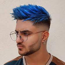 Blue Man Barber Barbershop Mens Menshair Fade Haircolor Hairstyles Style Model Instamood Hair Ma Boys Dyed Hair Boys Blue Hair Blue Tips Hair