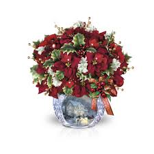 Thomas kinkade flower arrangement 2019. The Bradford Exchange Christmas Arrangement Table Centrepiece Poinsettias In A Vase Illustrated W Thomas Kinkade Art Buy Online In India At Desertcart 64253135