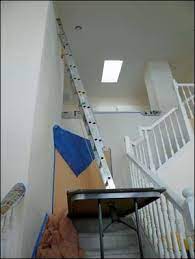 To construct a scaffold, you will need ladders on the floor above and the floor below the stairs you will be painting. Somebody Is A Genius Diy Home Improvement Home Diy Paint Stairs Diy