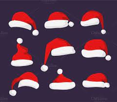Santa Claus Red Hat Vector Christmas Hat Decorations Hat Vector Red Hats