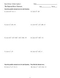 (no answer key on this one, sorry); Kuta Software Infinite Algebra 2 The Rational Root Theorem Fill Online Printable Fillable Blank Pdffiller