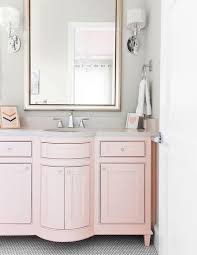 pink sink vanity with silver leaf