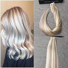 Ugeat Tape In Human Hair Extensions Highlight Ash Blonde Mix Blonde Thick End 20 Ugea Balayage Tape In Hair Extensions Human Hair Balayage Hair Ash