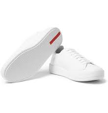 Each Pair Of Prada Shoes Is Hand Assembled In Italy From As Many As 85 Pieces Of Leather These Minimal Sneakers Men Sneakers Men Fashion Running Shoes For Men