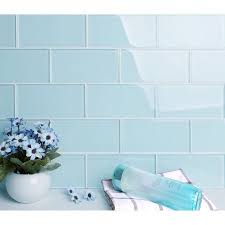Ws Tiles Premium Baby Blue 3 In X 6 In Glass Subway 12 In X 12 In Mesh Backed Wall Tile 5 Sq Ft Case Walmart Com In 2020 Blue