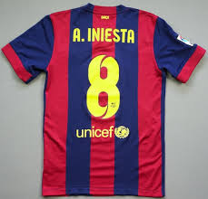 Customize jersey fc barcelona 2014/15 ii with your name and number. Fc Barcelona 2014 2015 S Home Iniesta Treble Jersey Football Etsy
