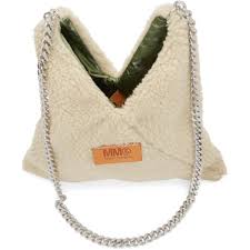 Mm6 Maison Margiela Beige Sherpa Japanese Chain Bag Ssense In 2020 Bags Chain Bags Mm6 Maison Margiela