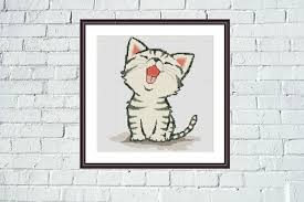 Simple cute cross stitch patterns. Cute Kitten Easy Cross Stitch Pattern By Tango Stitch On Zibbet
