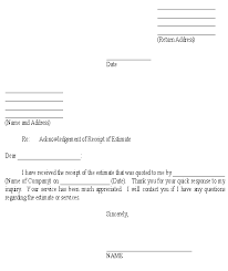 Receipt Acknowledgement Letter Download Template For Receipt Of Estimate