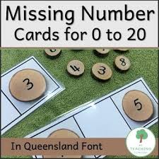 Missing Number Cards On Natural Wood Slices In Qld Font For Prep Foundation Year Number Cards Missing Numbers Math Numbers