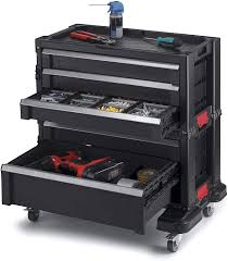With its two adjustable shelves, storage can be maximized and customized to accommodate large and small items. Keter Rolling Tool Chest With Storage Drawers Locking System And 16 Removable Bins Perfect Organizer For Automotive Tools For Mechanics And Home Garage Black Amazon Com