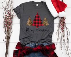 Excited To Share The Latest Addition To My Etsy Shop Merry Christmas Shirt Trees Cheetah Print Womens Christmas Shirts Christmas Shirts T Shirts For Women