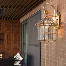 House Shape Sconce Light One Light Vintage Style Glass Metal Wall Lamp For Balcony Front Door Takeluckhome Com
