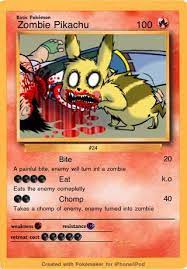 Fake cards are often poorly produced and tend to have a much lower print quality than a real card. Zombie Pikachu Ahhhh Run For Your Lives He Already Killed Ash Ahhhhh Funny Pokemon Cards Fake Pokemon Cards Make Pokemon Cards