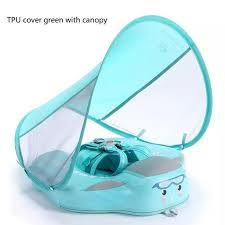 Solid Baby Float Swimming Ring Tpu Green Canopy Baby Swim Float Swim Trainer Baby Float