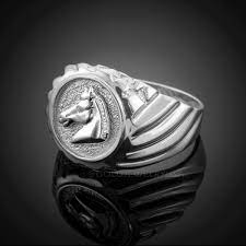 White Gold Horse Head Men S Ring Rings For Men White Gold Rings Gold Horse