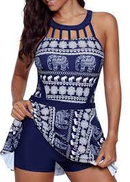 Animal Print Cutout Neckline Swimdress And Shorts Modlily Com Usd 30 89 Swim Dress Plus Size Swimwear Fashion